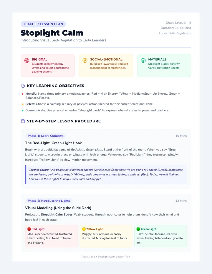 Stoplight Calm Teacher Guide