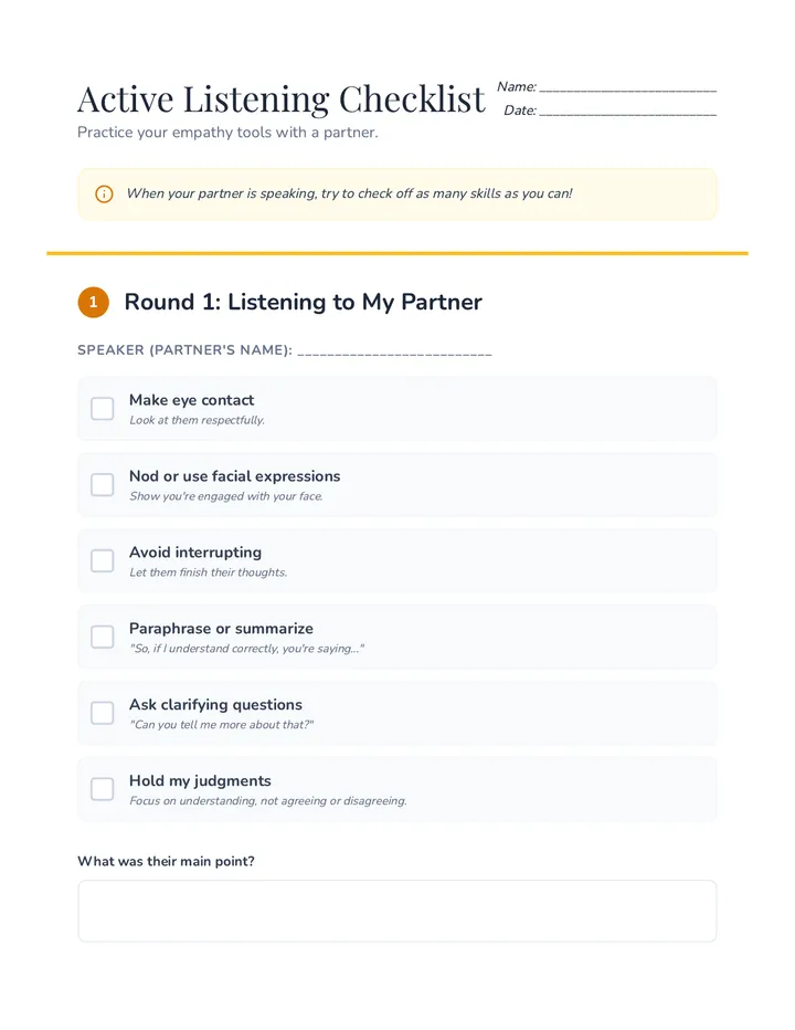 Active Listening Checklist