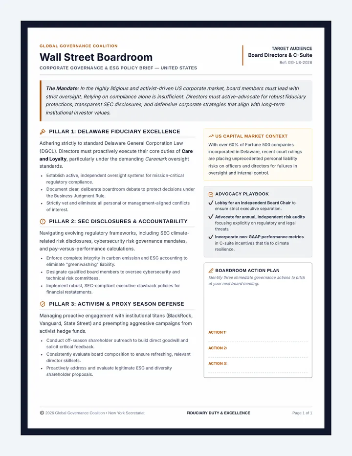 Wall Street Boardroom Policy Brief