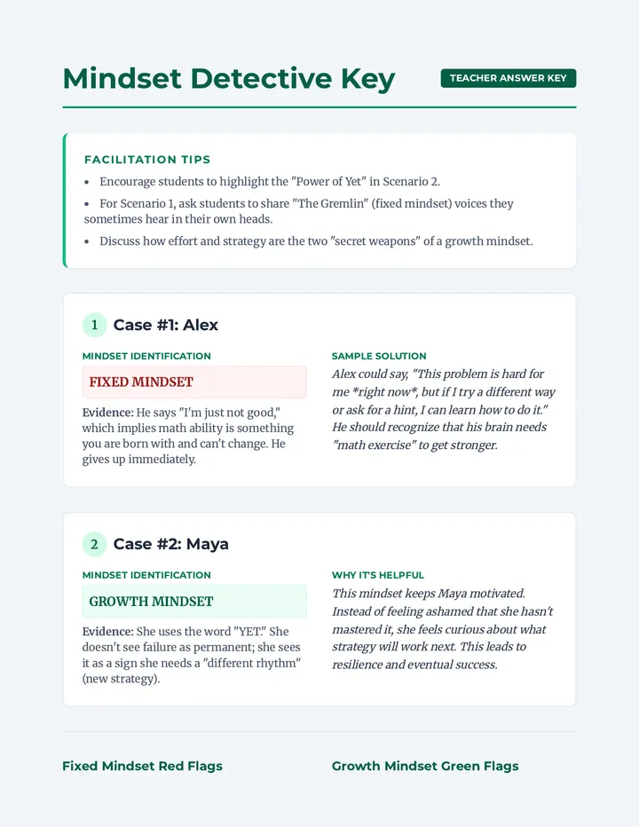 Mindset Detective Key