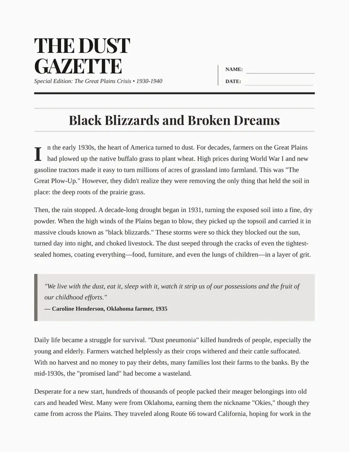 Black Blizzards Passage