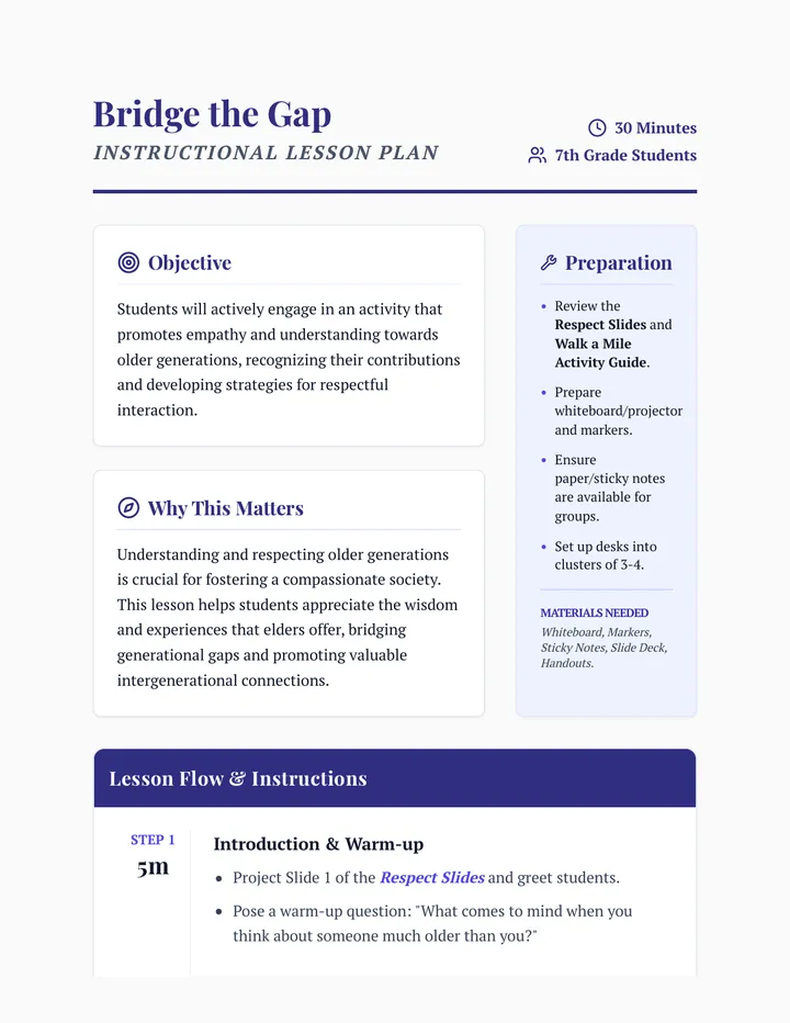 Bridge the Gap Lesson Plan