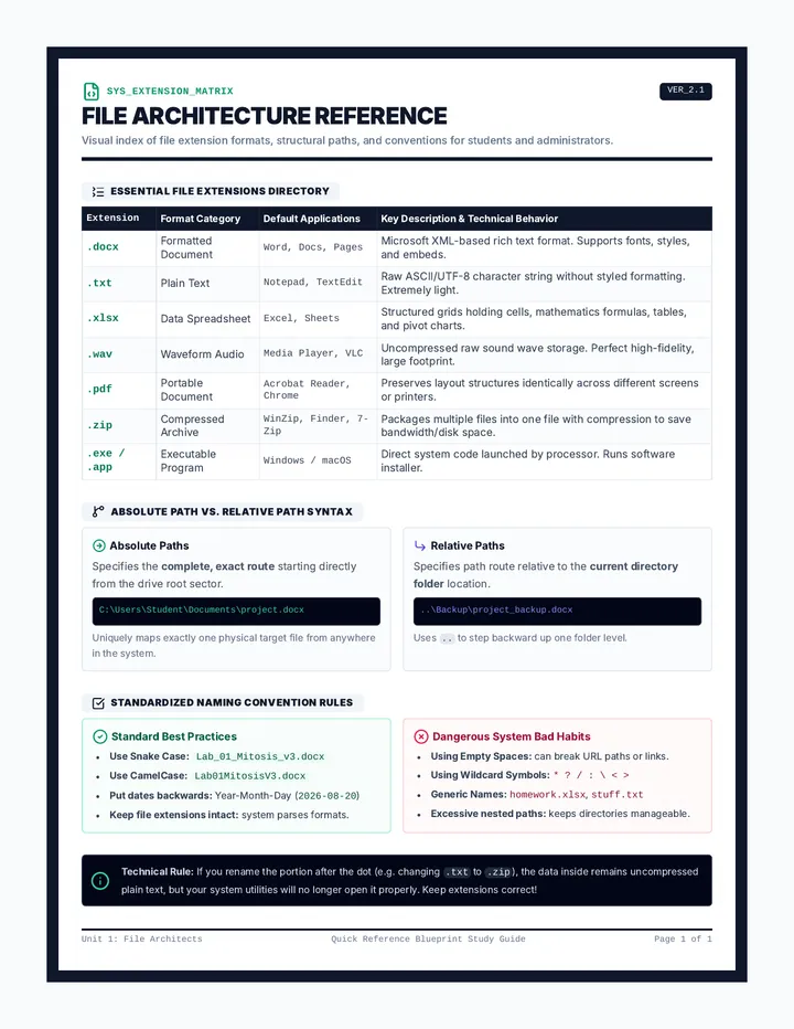 File Extensions Reference Sheet