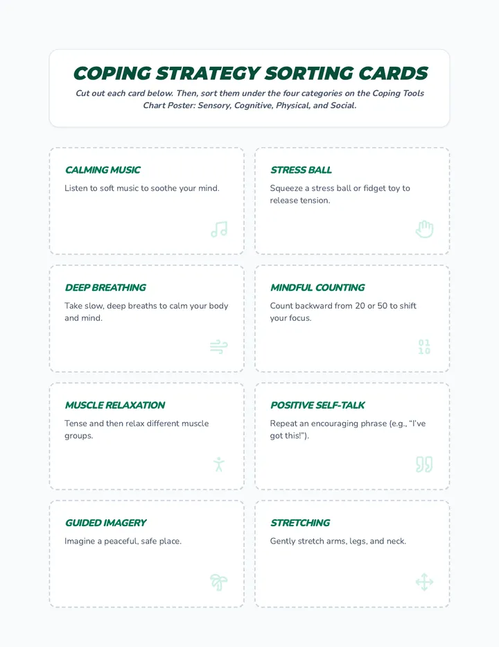 Coping Strategy Sorting Cards