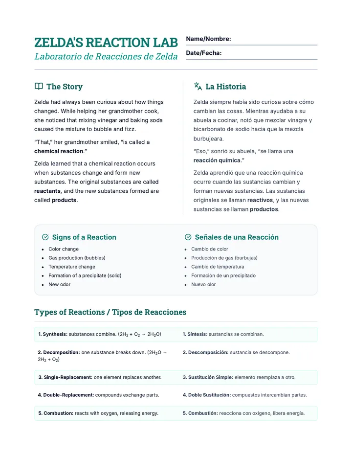 Reaction Lab Worksheet