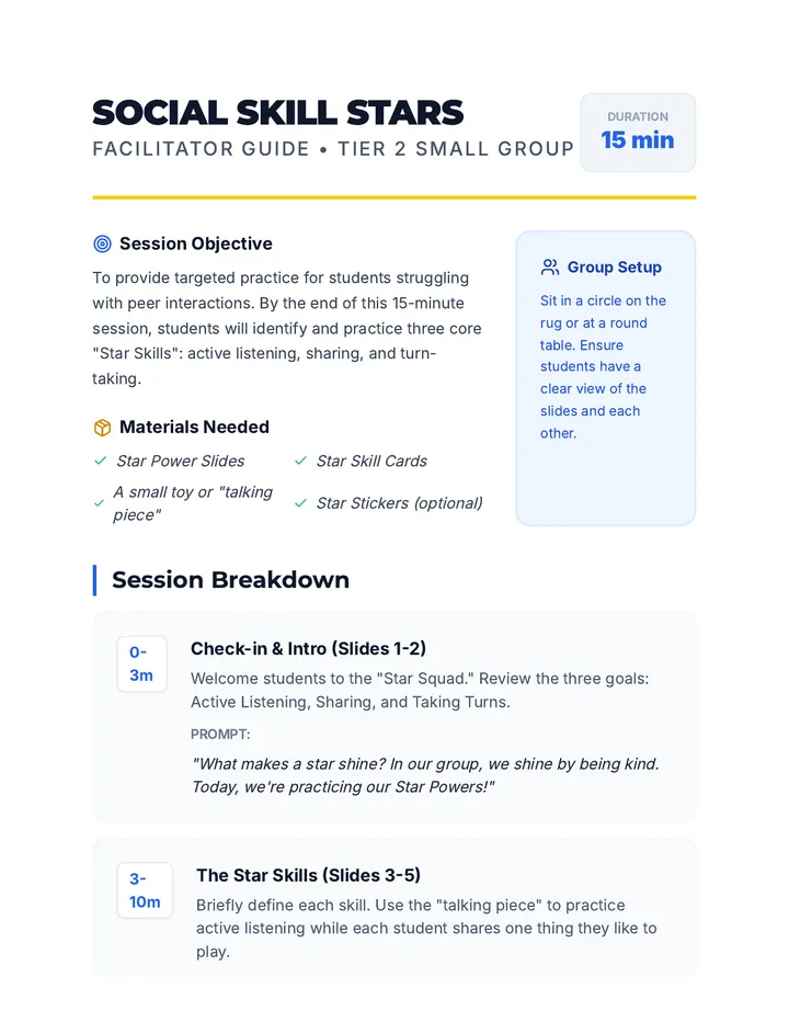 Social Skill Stars Facilitator Guide