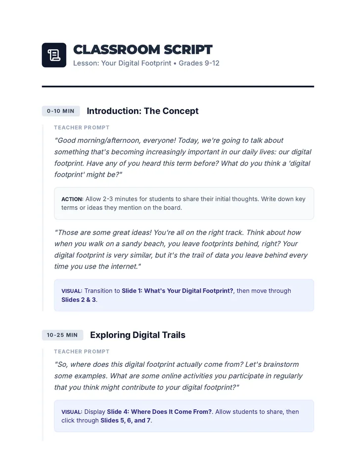 Digital Footprint Classroom Script