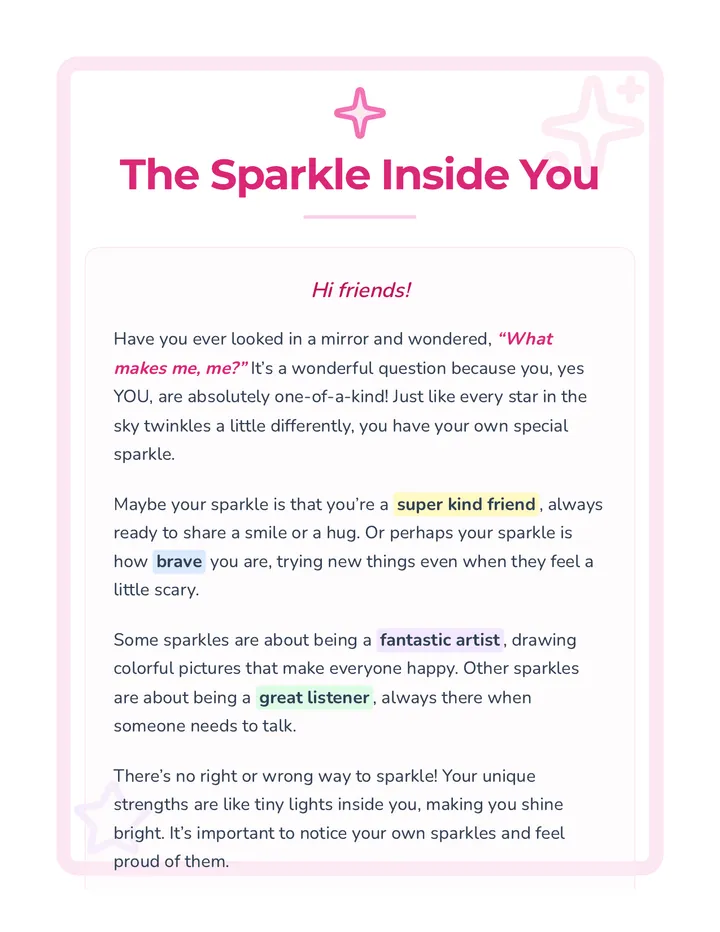 Sparkle Inside You Reading
