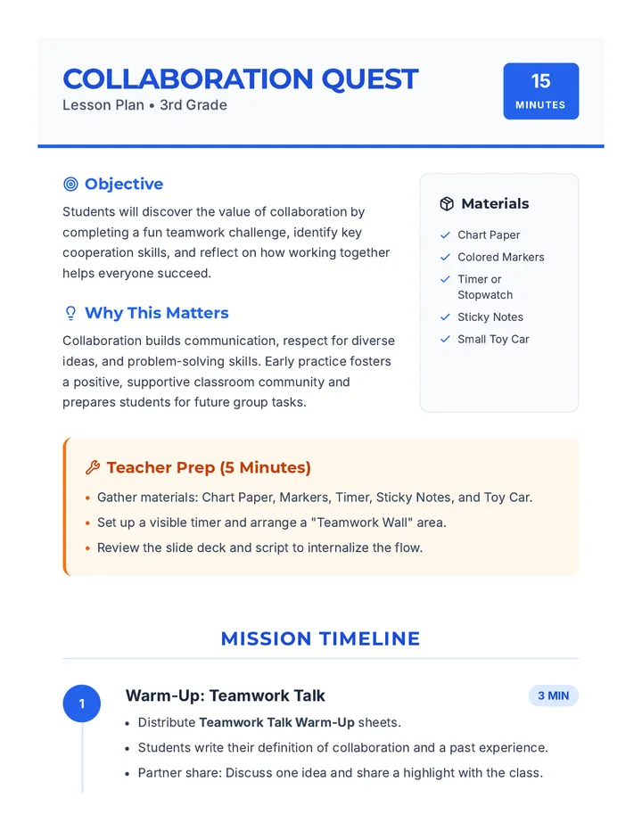 Collaboration Quest Lesson Plan
