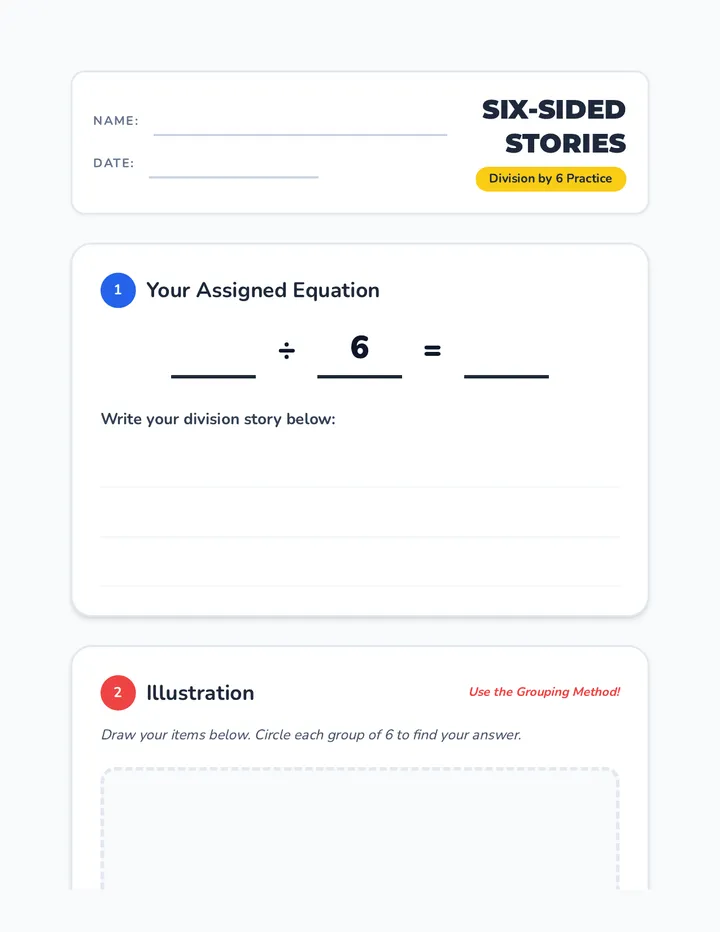 Six Sided Stories Activity Sheet