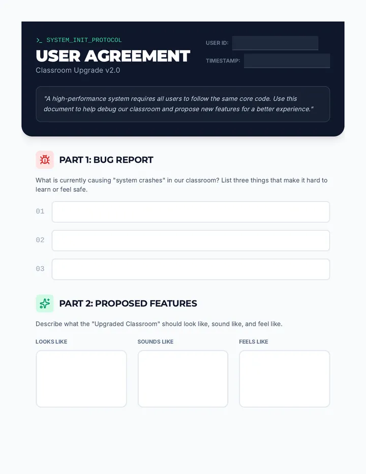User Agreement Worksheet