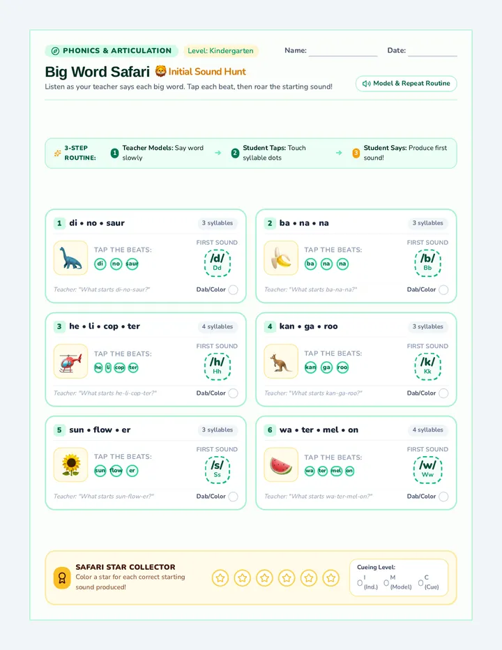 Big Word Safari Activity