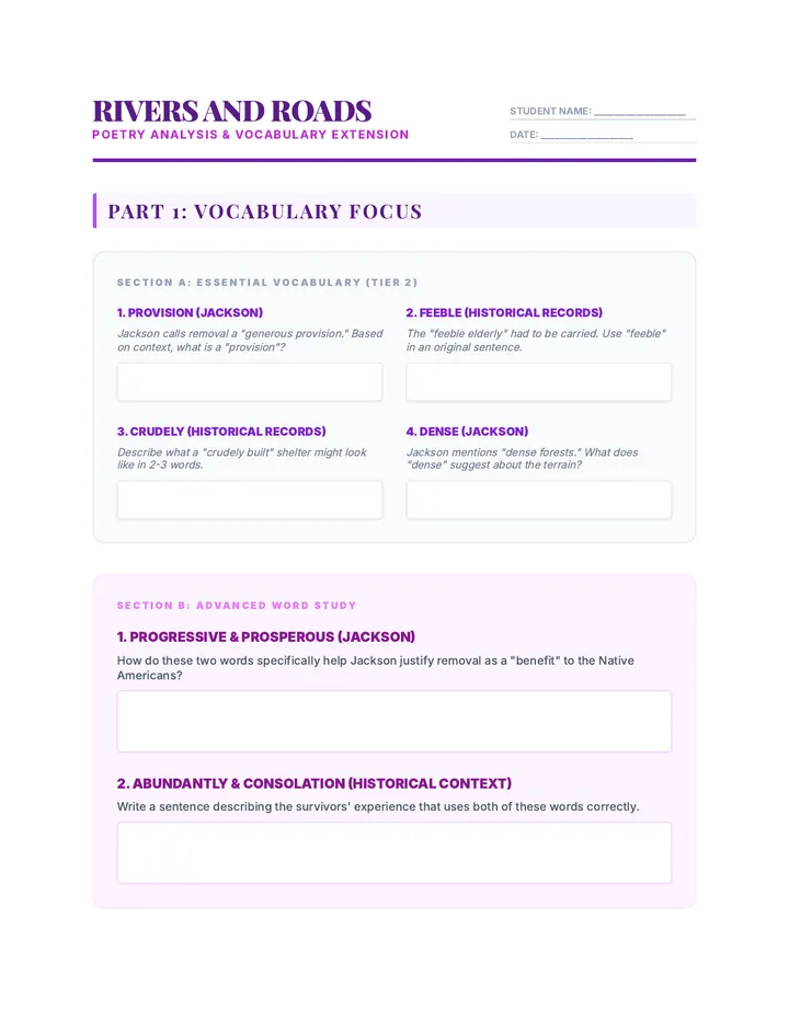 Rivers and Roads Analysis Worksheet