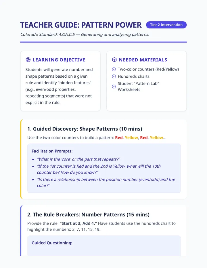 Pattern Power Teacher Guide