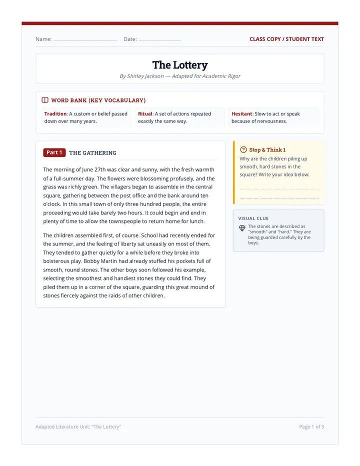 Ritual Shadows Adapted Text