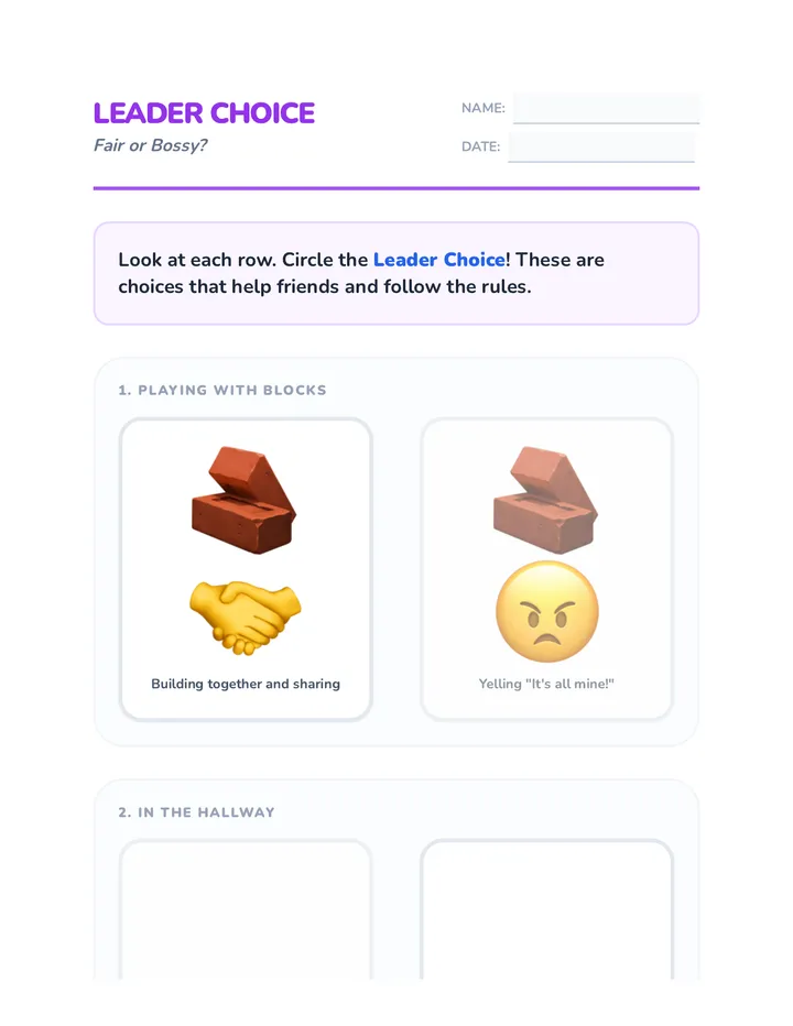 Leader Choice Worksheet