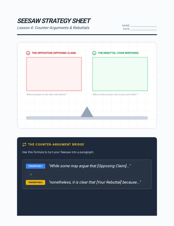Seesaw Strategy Worksheet