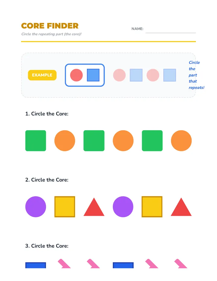 Core Finder Worksheet