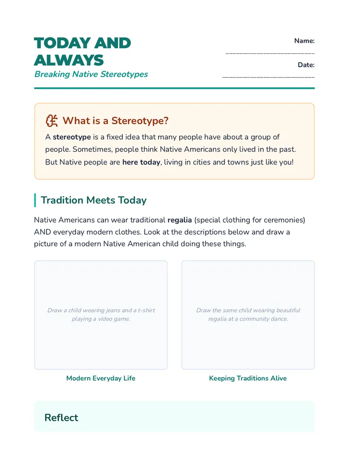 Tradition Today Worksheet