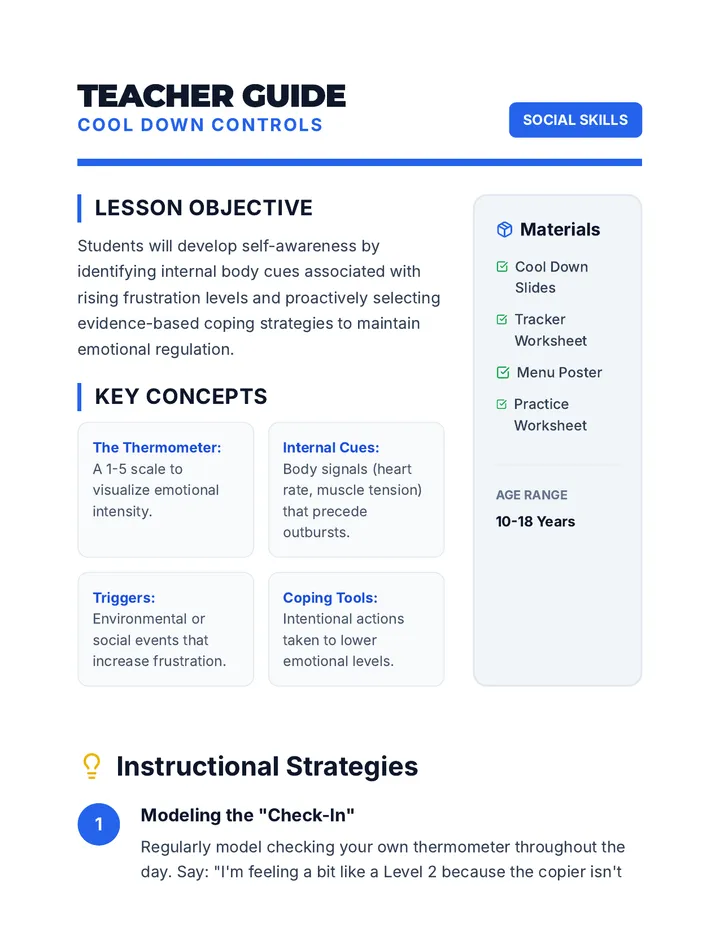 Cool Down Teacher Guide