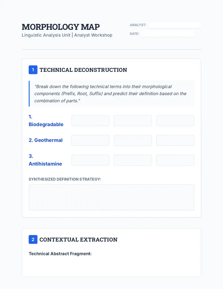 Morphology Map Worksheet