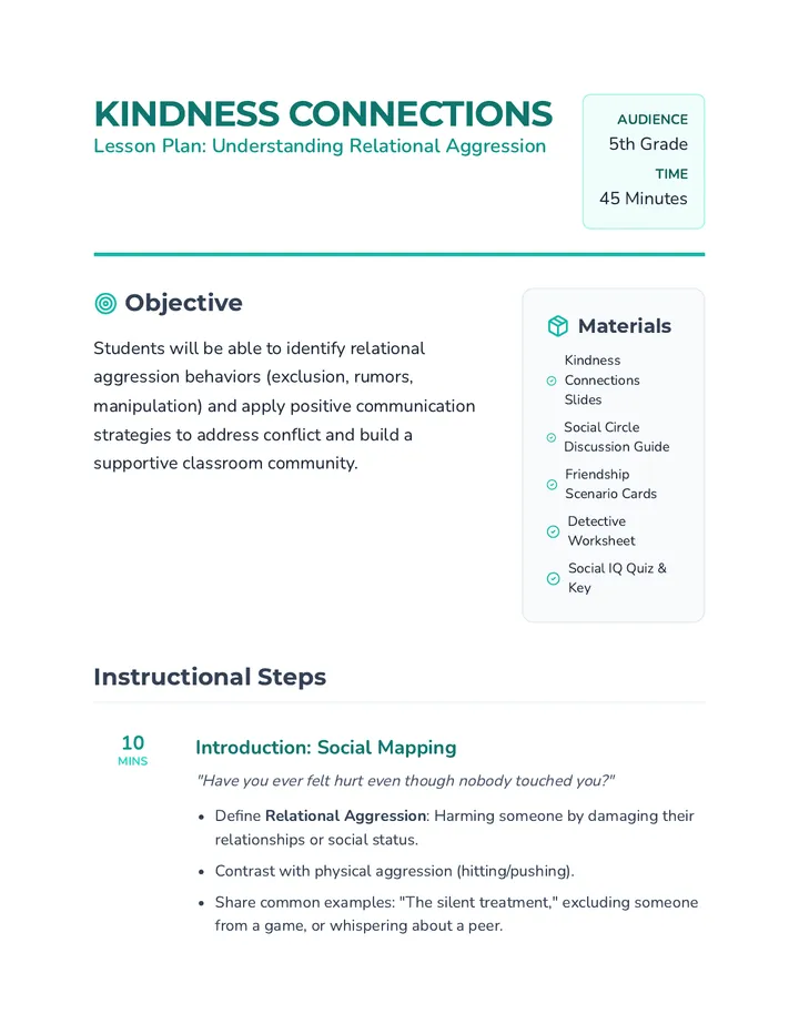 Kindness Connections Lesson Plan