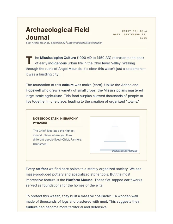 Field Journal Mississippian Mounds