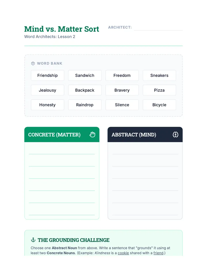 Mind vs Matter Sorting Activity