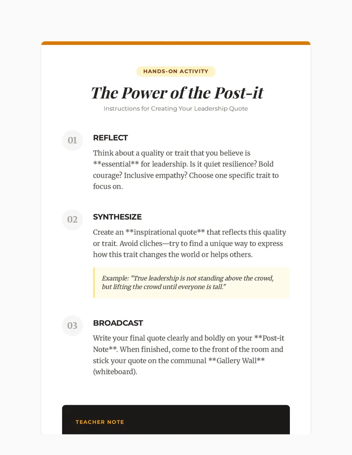 Leadership Quotes Activity Instructions