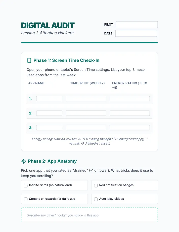 Digital Audit Worksheet