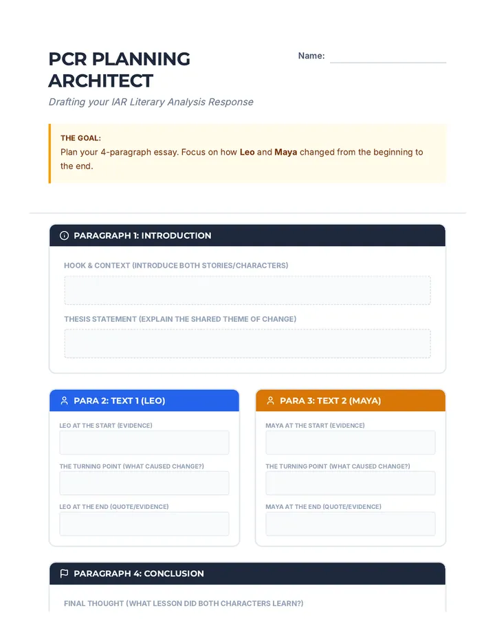 PCR Planning Architect Sheet