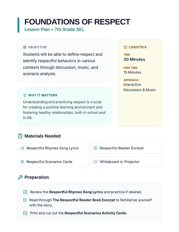 Foundations of Respect Lesson Plan