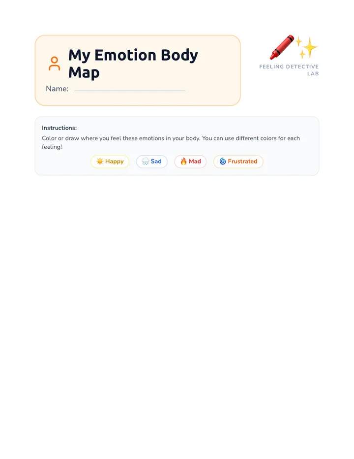 My Emotion Body Map Worksheet