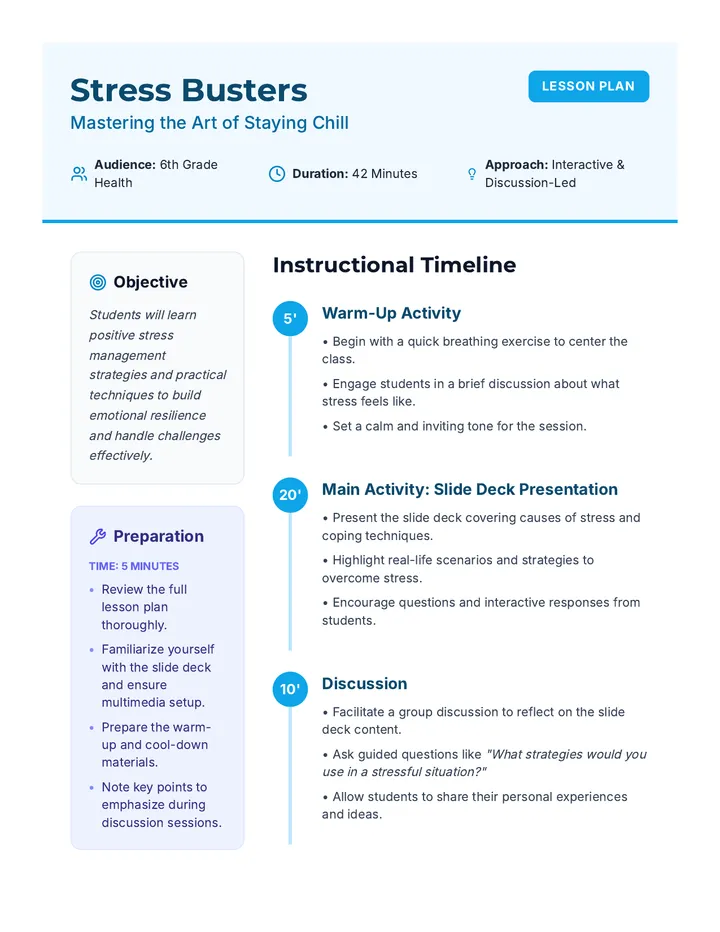 Stress Busters Lesson Plan