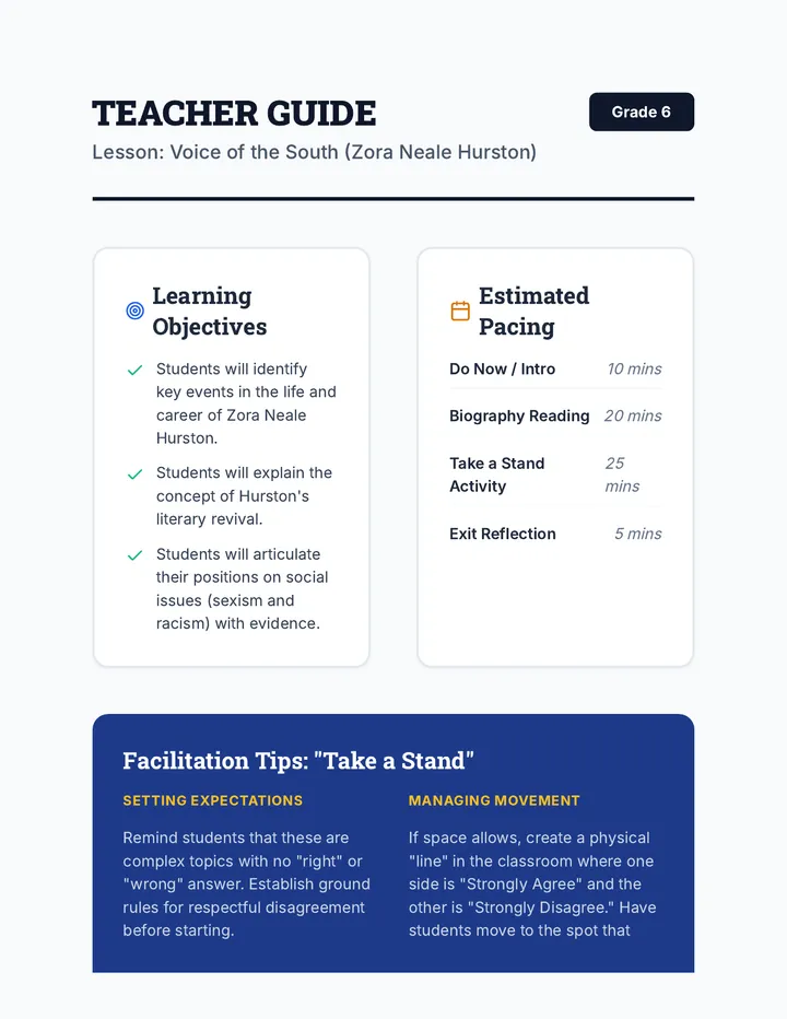Voice of the South Teacher Guide