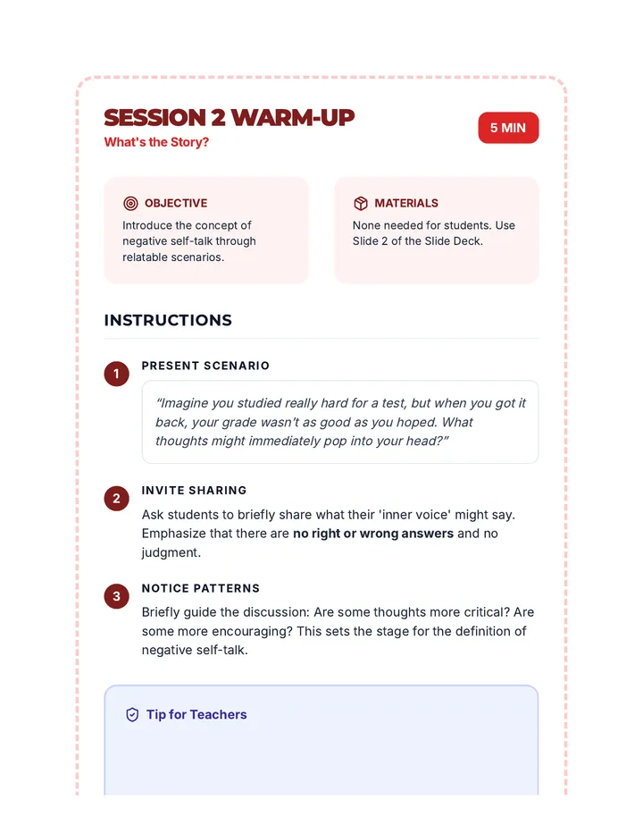 Session 2 Warm Up and Cool Down Guide