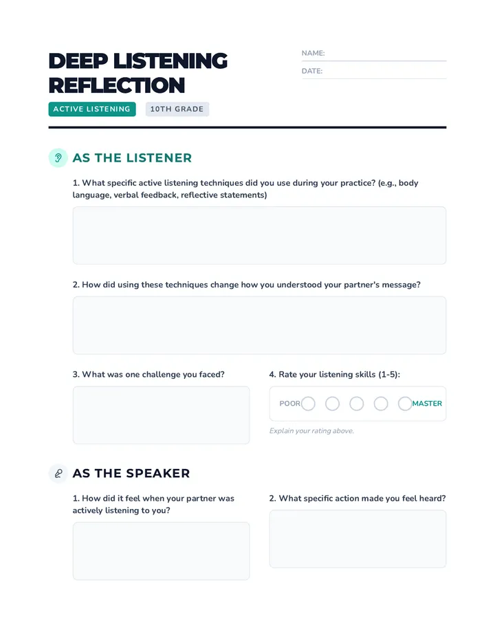 Listening Self-Assessment Worksheet