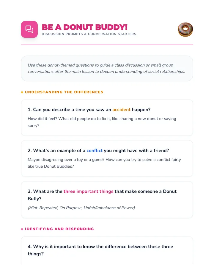 Donut Buddy Discussion Prompts