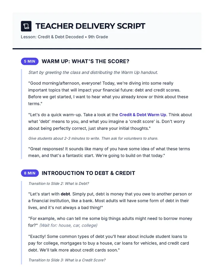 Credit & Debt Decoded Script