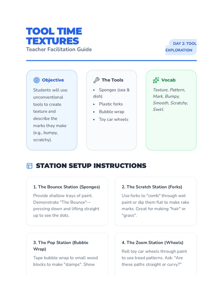 Tool Time Textures Teacher Guide