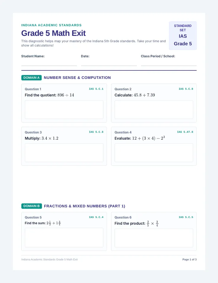 Grade 5 Test Booklet