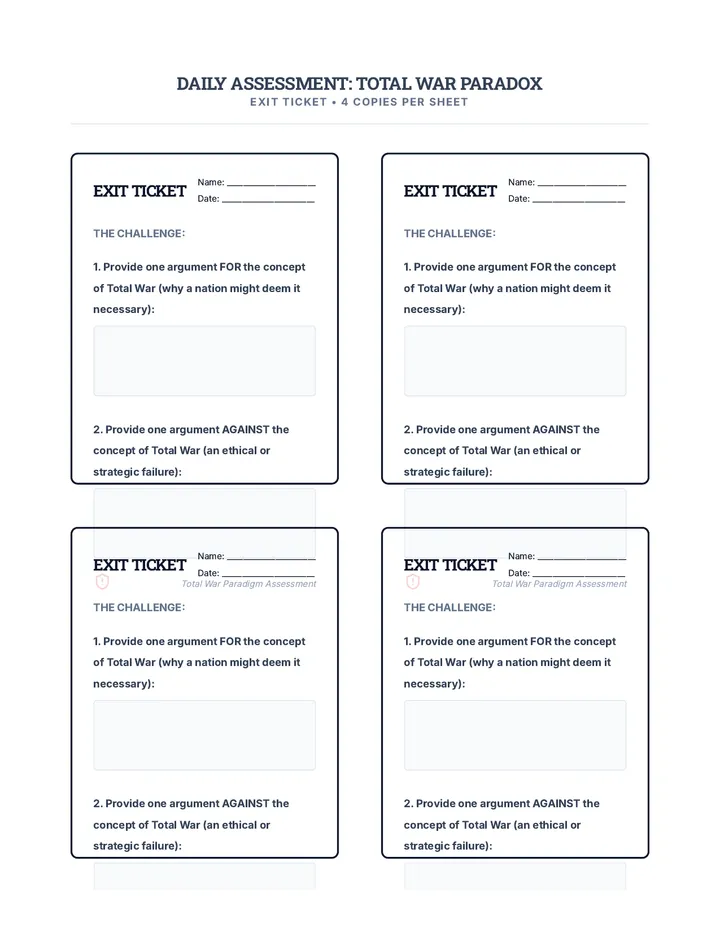 Total War Exit Ticket Assessment