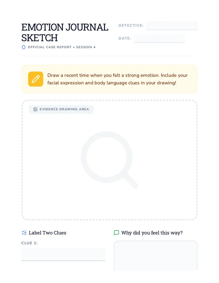 Emotion Journal Sketch Worksheet