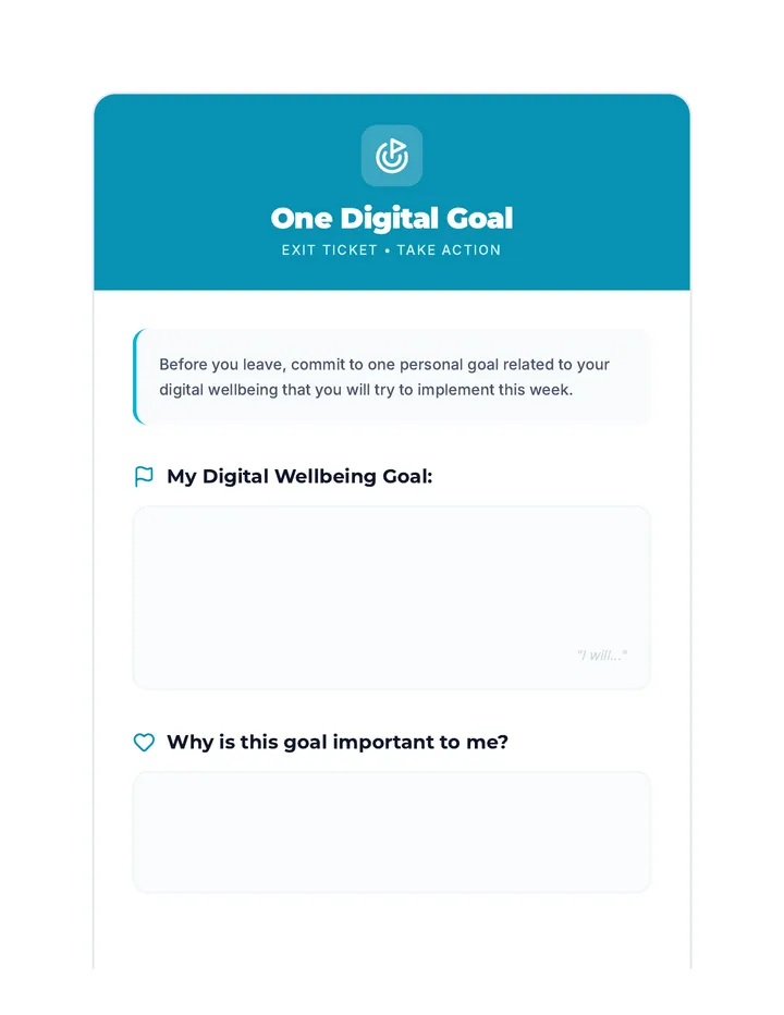 One Digital Goal Exit Ticket