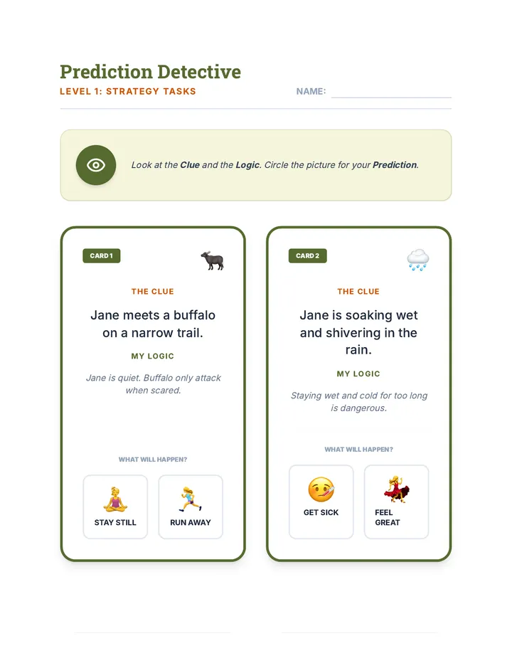 Prediction Detective Task Cards Level 1