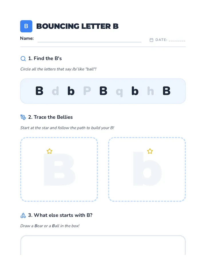 Bouncing B Worksheet