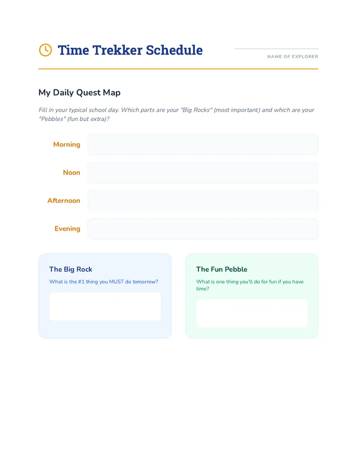 Time Trekker Worksheet