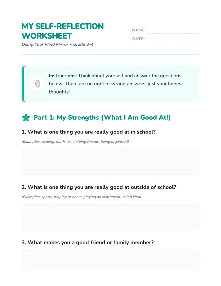 Mirror Mirror Me Worksheet