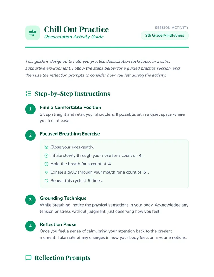 Deescalation Activity Guide