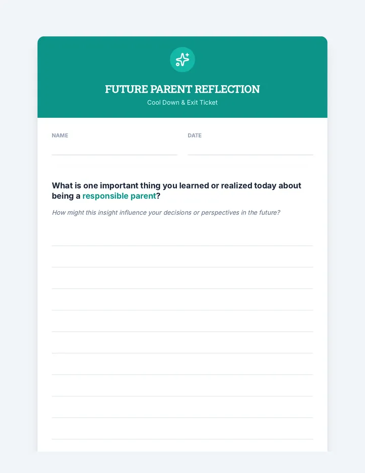 Future Parent Reflection Cool Down